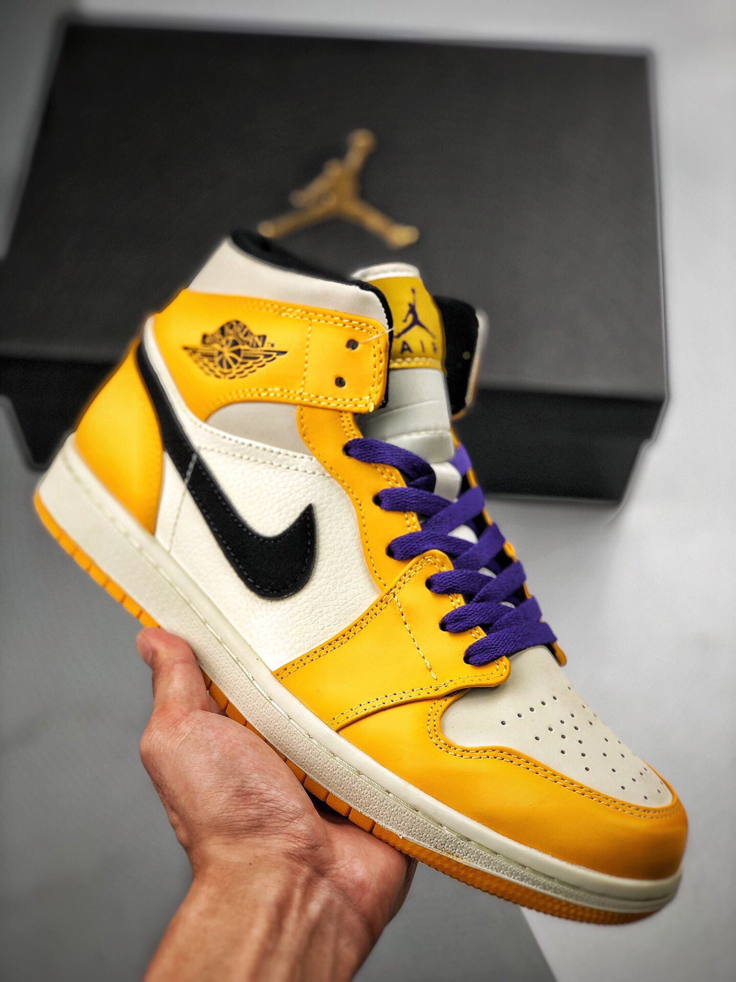 Admite pago contra reembolso canal original, la artesanía más alta del mercado ‼ Air Jordan 1 Mid Lakers púrp…