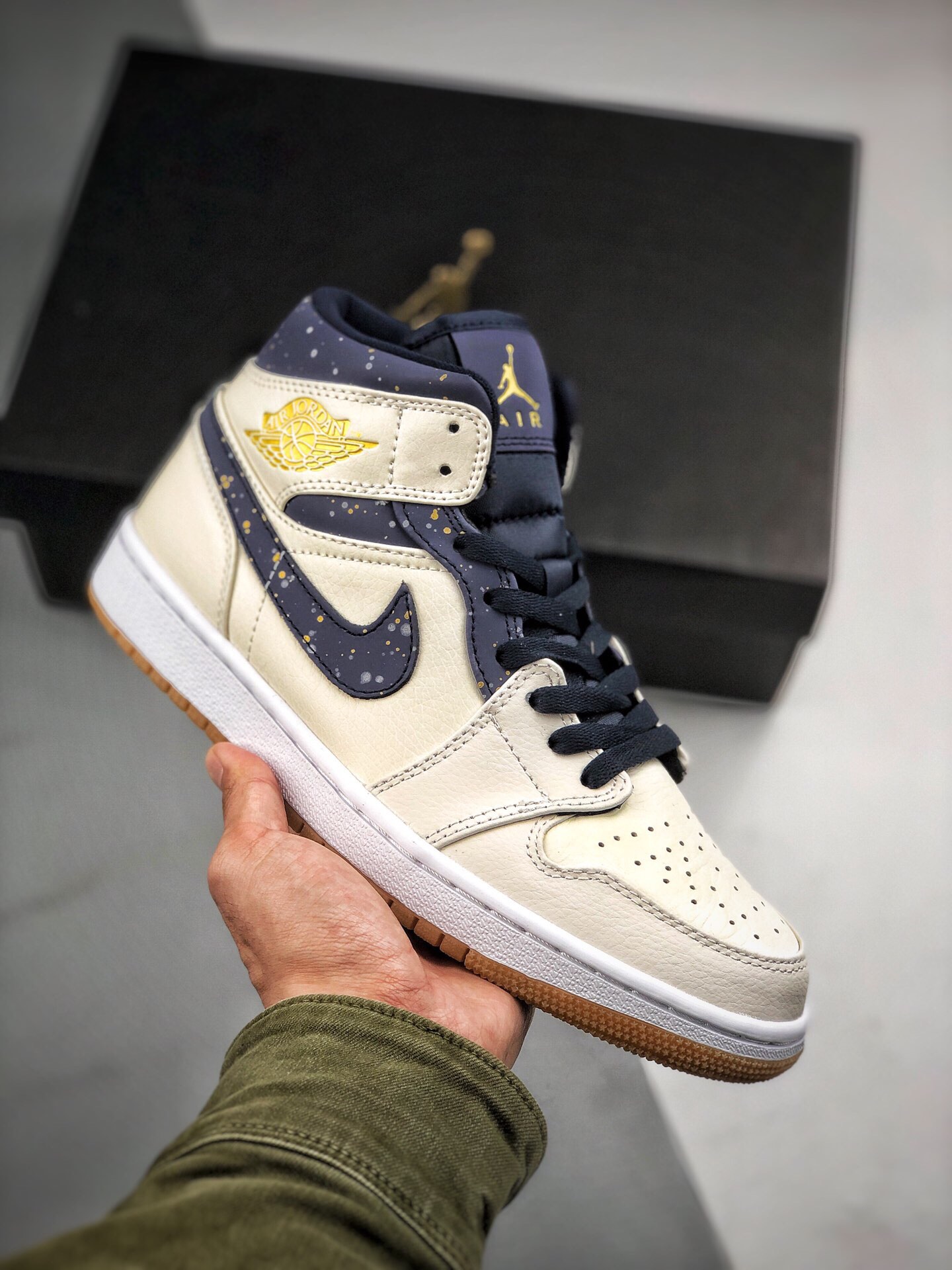 Admite pago contra reembolso canal original, la artesanía más alta del mercado ‼ Air Jordan 1 Mid gris y azul salpicado…