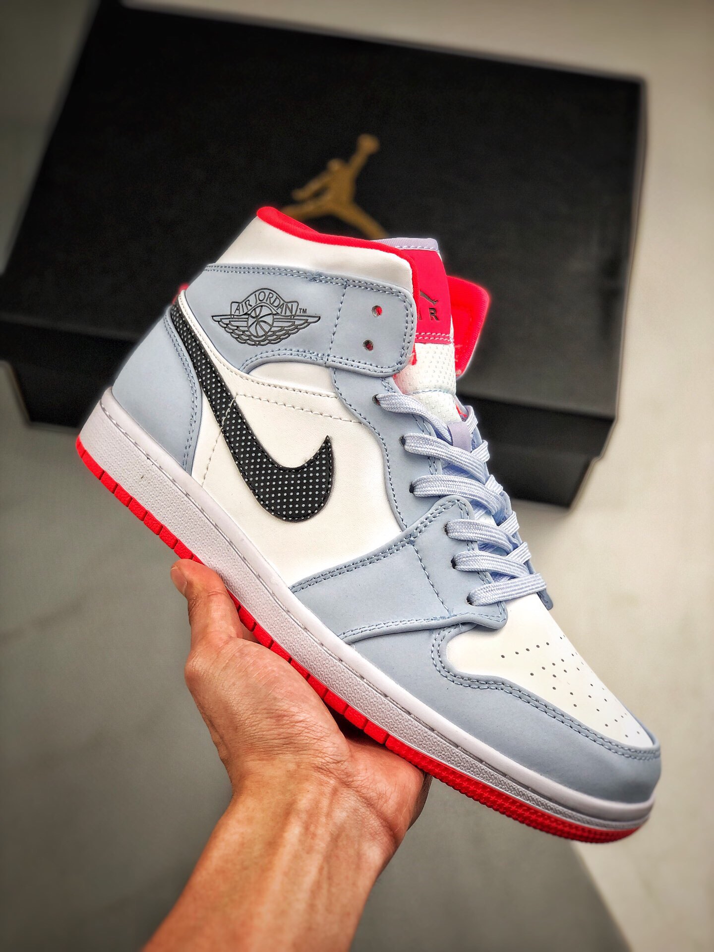 Admite pago contra reembolso Air Jordan 1 Mid rosa y azul, canal de fábrica original, prácticamente sin diferencia con …
