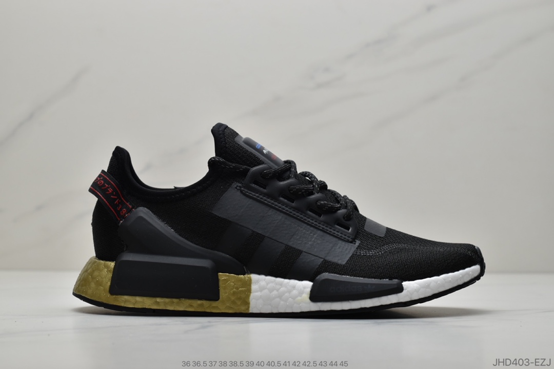 180 公司级阿迪达斯 Adidas NMD_R1 V2 Boost FW5327 鱼鳞爆米花超弹中底 3M反光针织网面透气跑鞋