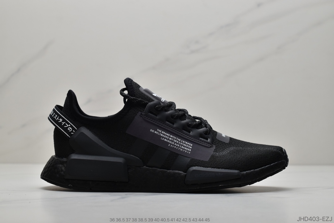 180 公司级阿迪达斯 Adidas NMD_R1 V2 Boost FW5327 鱼鳞爆米花超弹中底 3M反光针织网面透气跑鞋