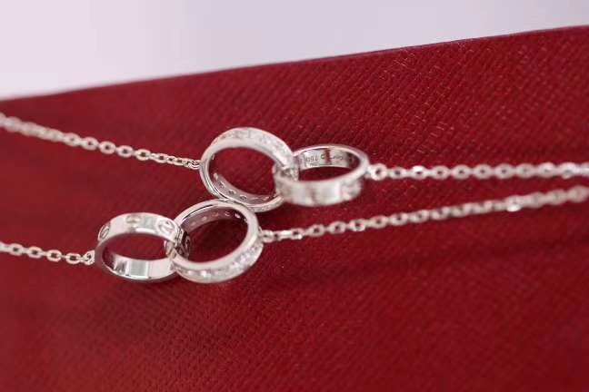 Cartier 卡地亚 LOVE满钻螺丝双环 锁骨项链