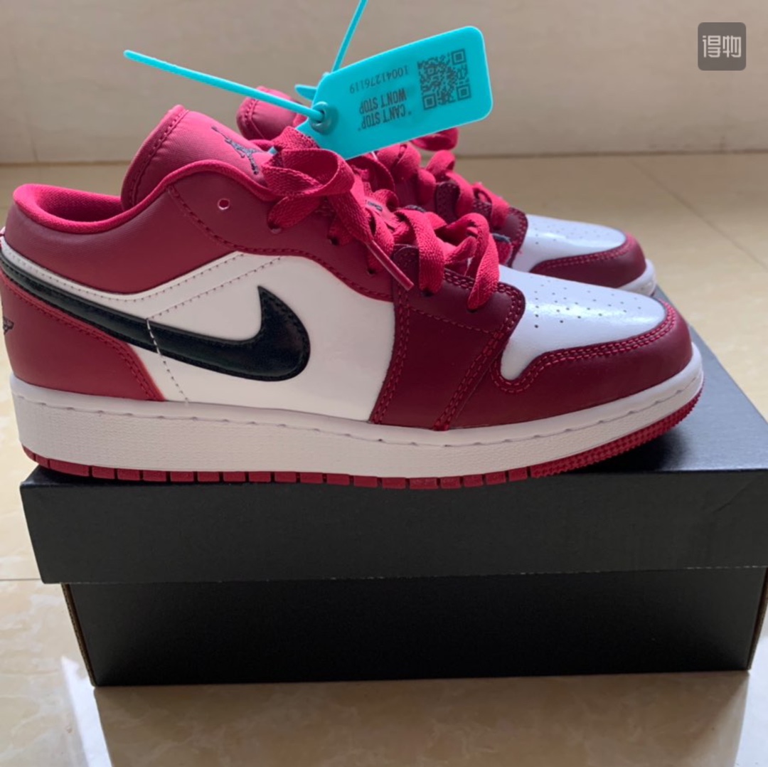 130 真标半码 Air Jordan 1 AJ1 Low芝加哥玫瑰粉黑白酒红低帮篮球鞋553558-604