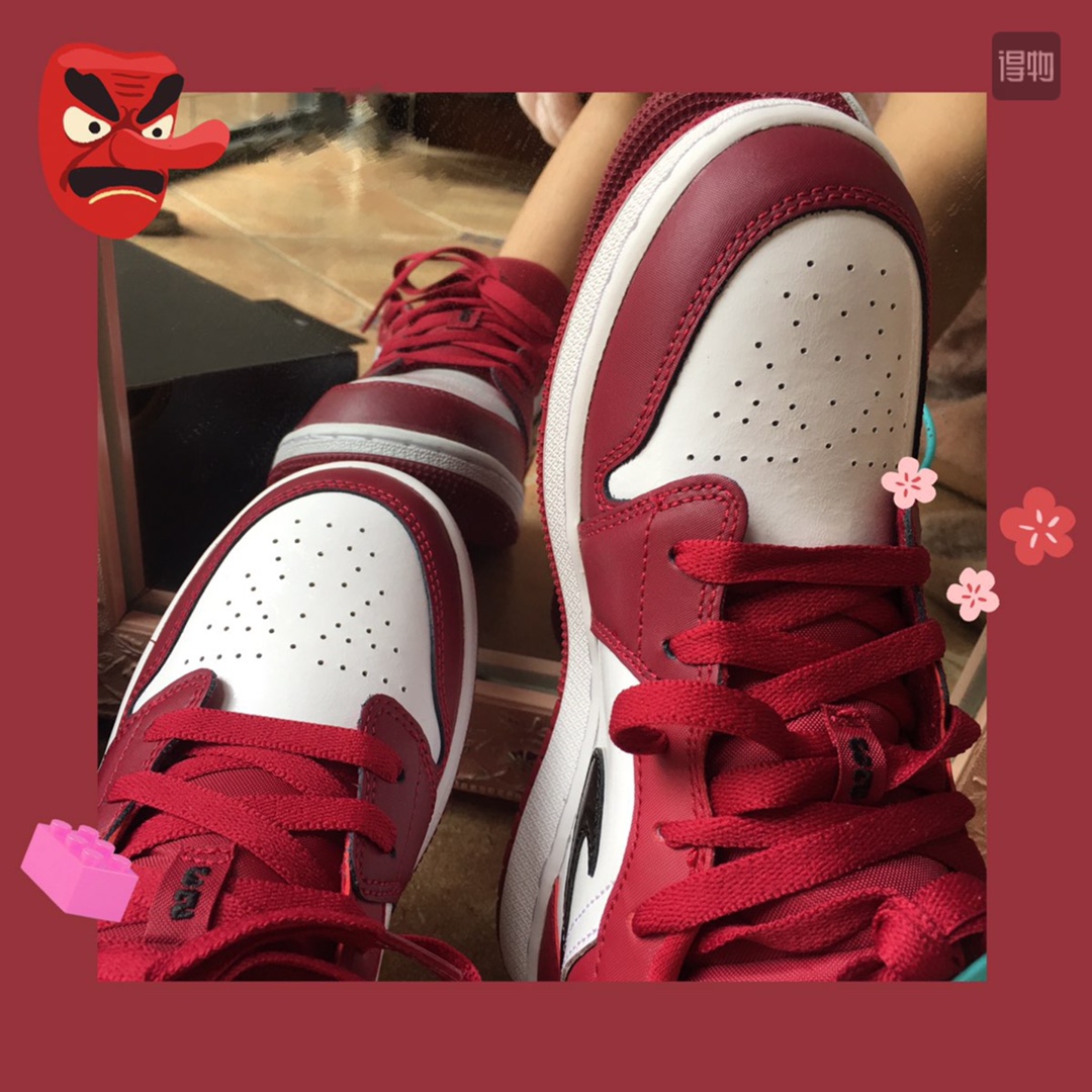 130 真标半码 Air Jordan 1 AJ1 Low芝加哥玫瑰粉黑白酒红低帮篮球鞋553558-604