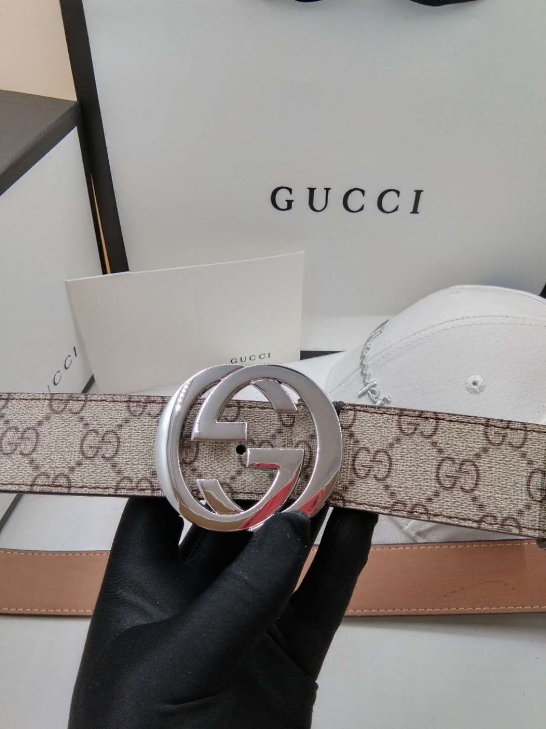 无帽子皮带 男士腰带：Gucci 古奇 · 男士皮带：百分百头层牛皮,保证真皮.24k纯钢扣专柜同等质量, 送人自用首选 包装请认准如图专柜包装,赠送打孔器 ,宽度3.8cm