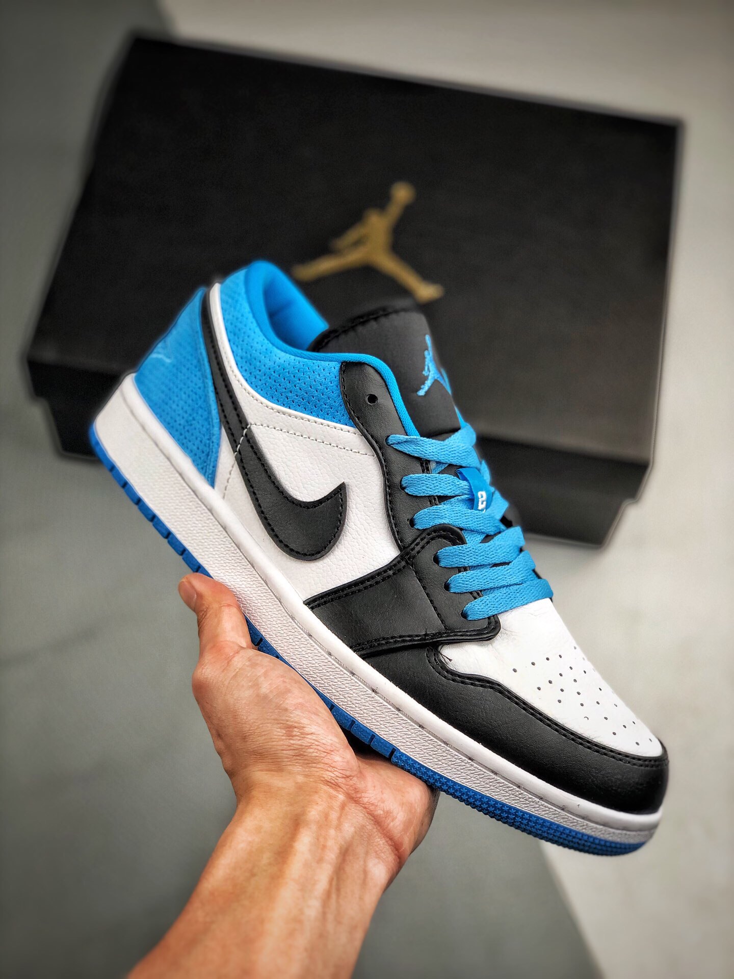 Apoyo contra reembolso Air Jordan 1 Low azul láser zapatos originales de la empresa comprados para rehacer el molde, re…