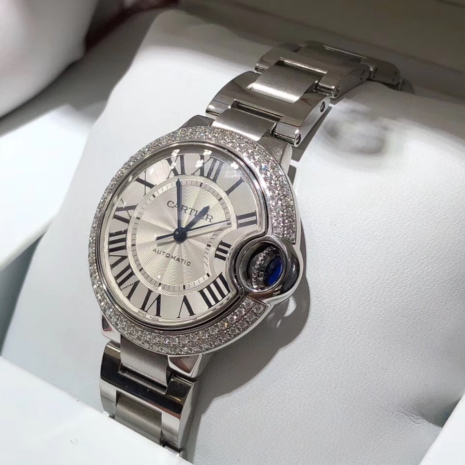Cartier 42mm，33mm尺寸蓝气球镶钻女款腕表