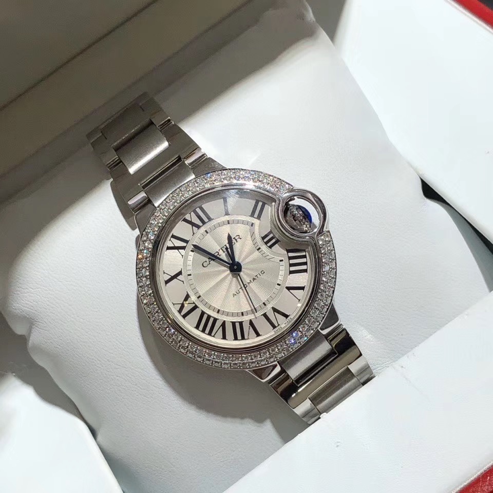 Cartier 42mm，33mm尺寸蓝气球镶钻女款腕表