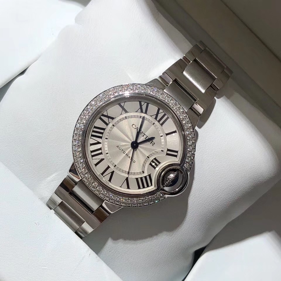 Cartier 42mm，33mm尺寸蓝气球镶钻女款腕表