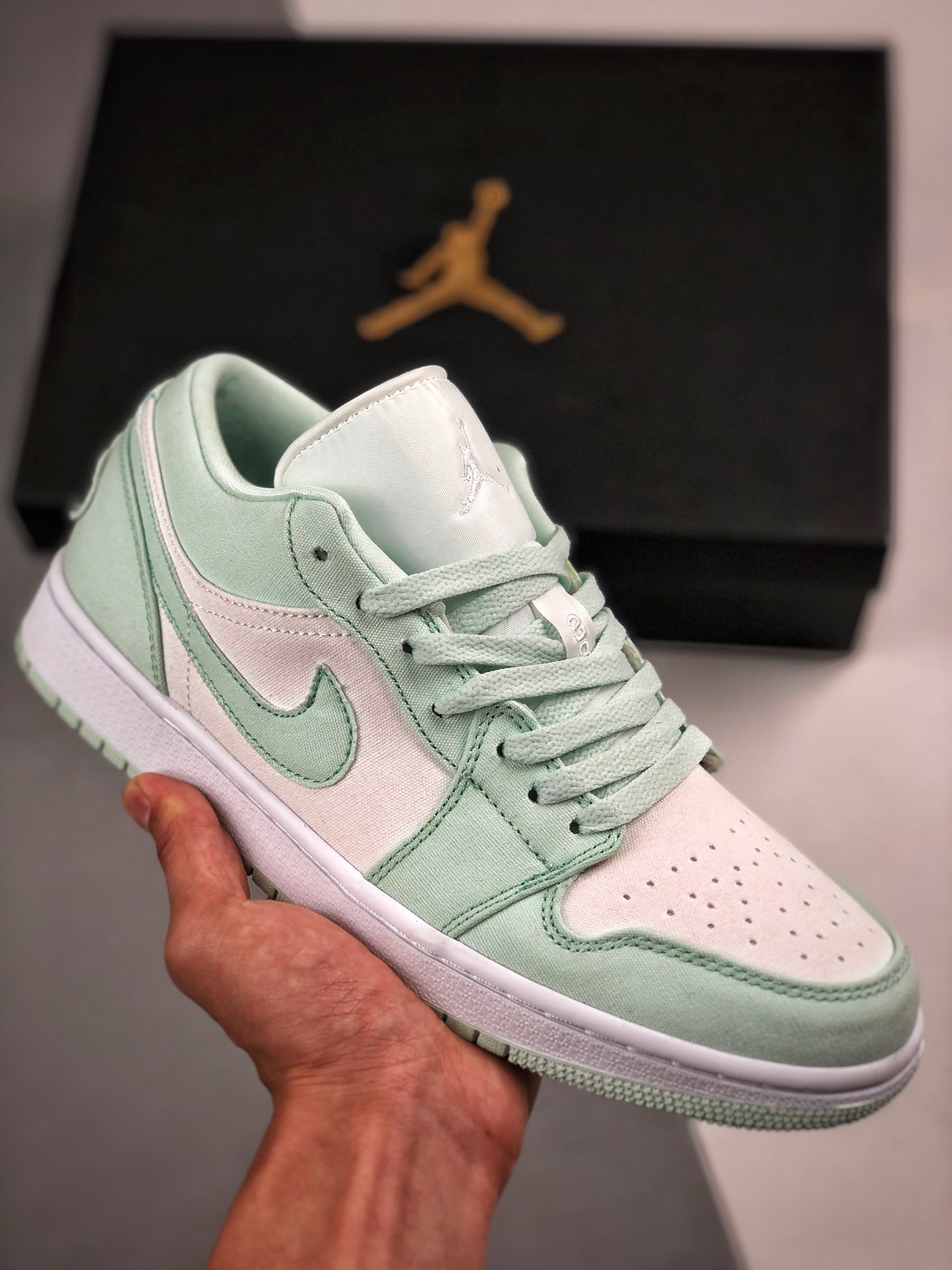 Apoyo contra reembolso Air Jordan 1 Low verde menta zapatos originales de la empresa comprados para rehacer el molde, r…