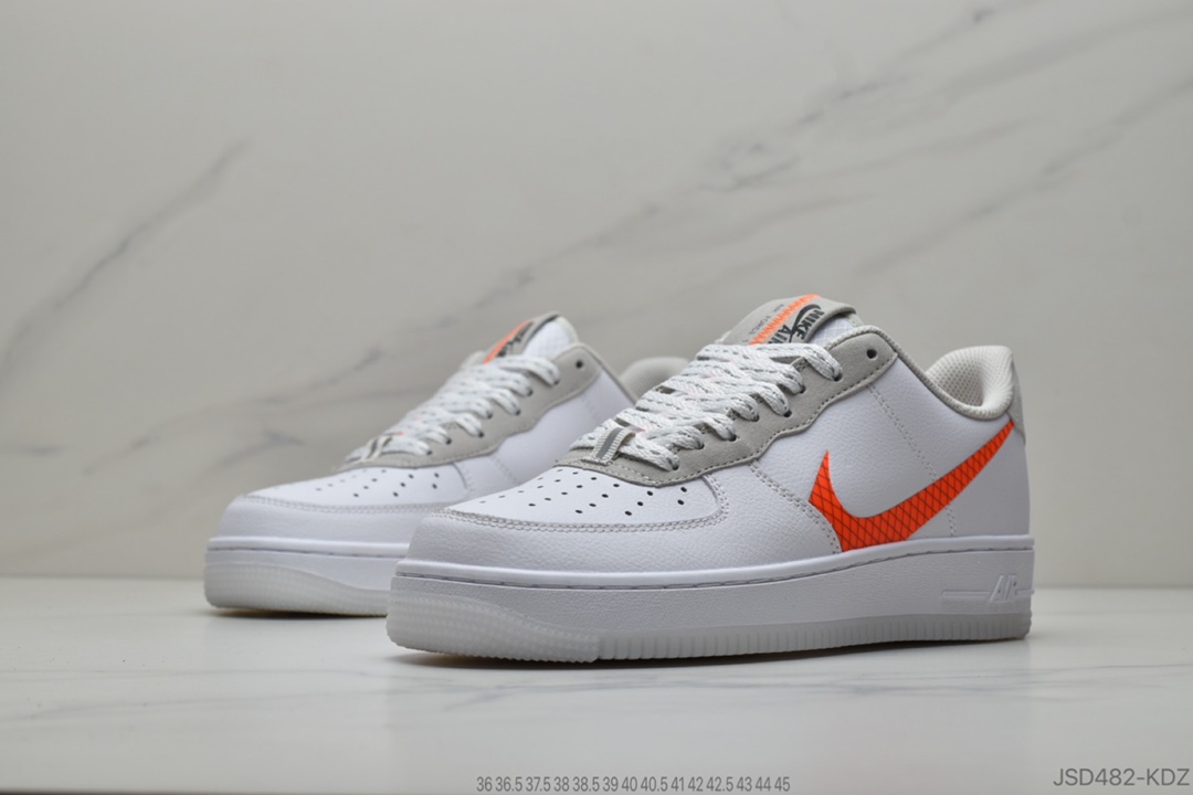 170 公司级  Nike Air Force 1 AF1白橙夜光空军低帮百搭休闲运动板鞋