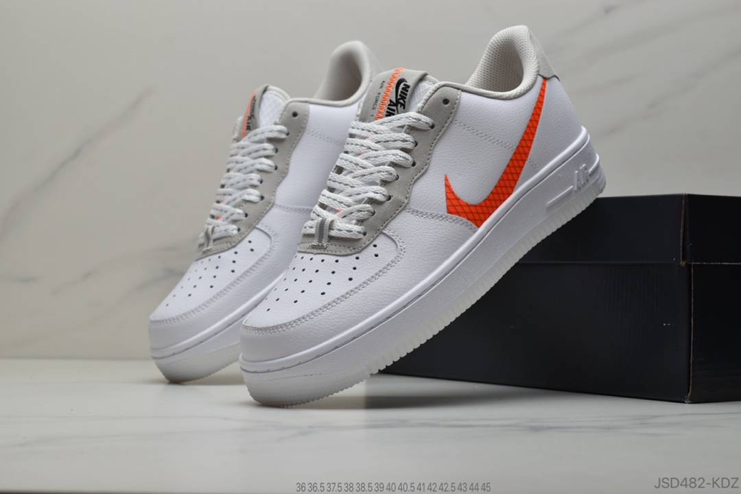 170 公司级  Nike Air Force 1 AF1白橙夜光空军低帮百搭休闲运动板鞋