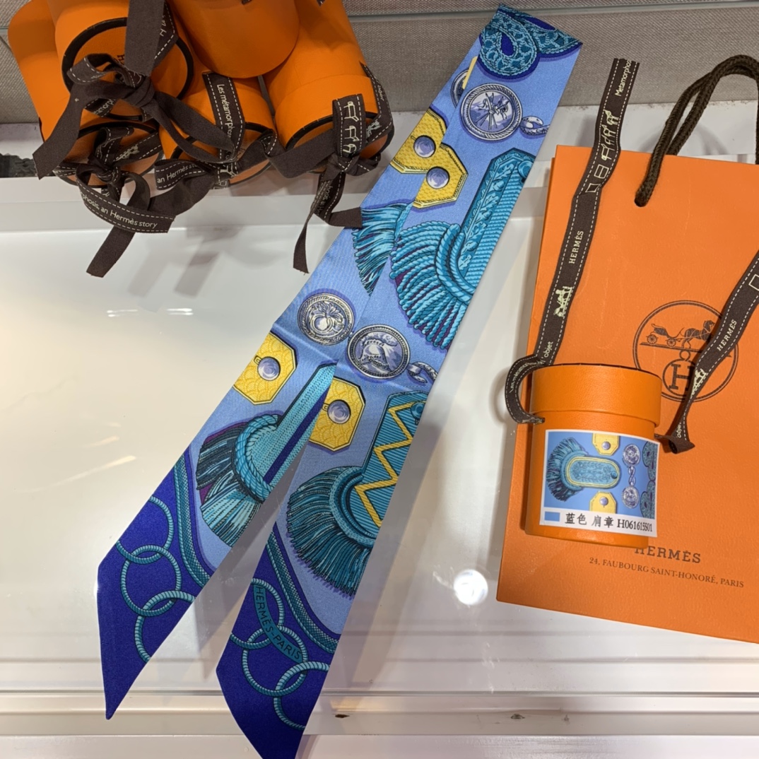 Silk Twilly Scarf for Women,100% Silk Neckerchief Skinny Scarf,5*85cm 4 i1585801316 9086 0