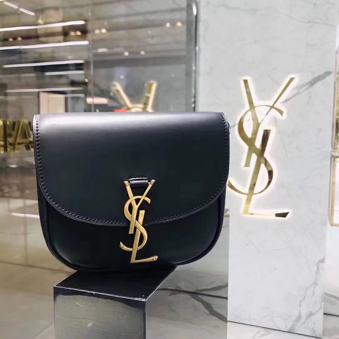 YSL 𝐊𝐚𝐢𝐚 𝐒𝐦𝐚𝐥𝐥 18CM 平纹马鞍包 619740黑色/金扣