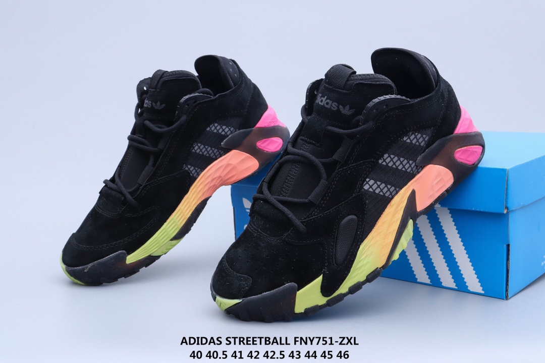 130 ADIDAS STREETBALL 街头风格 以鲜明的配色搭载前卫的风格重新定义街头时尚鞋面采用大面积荔枝皮