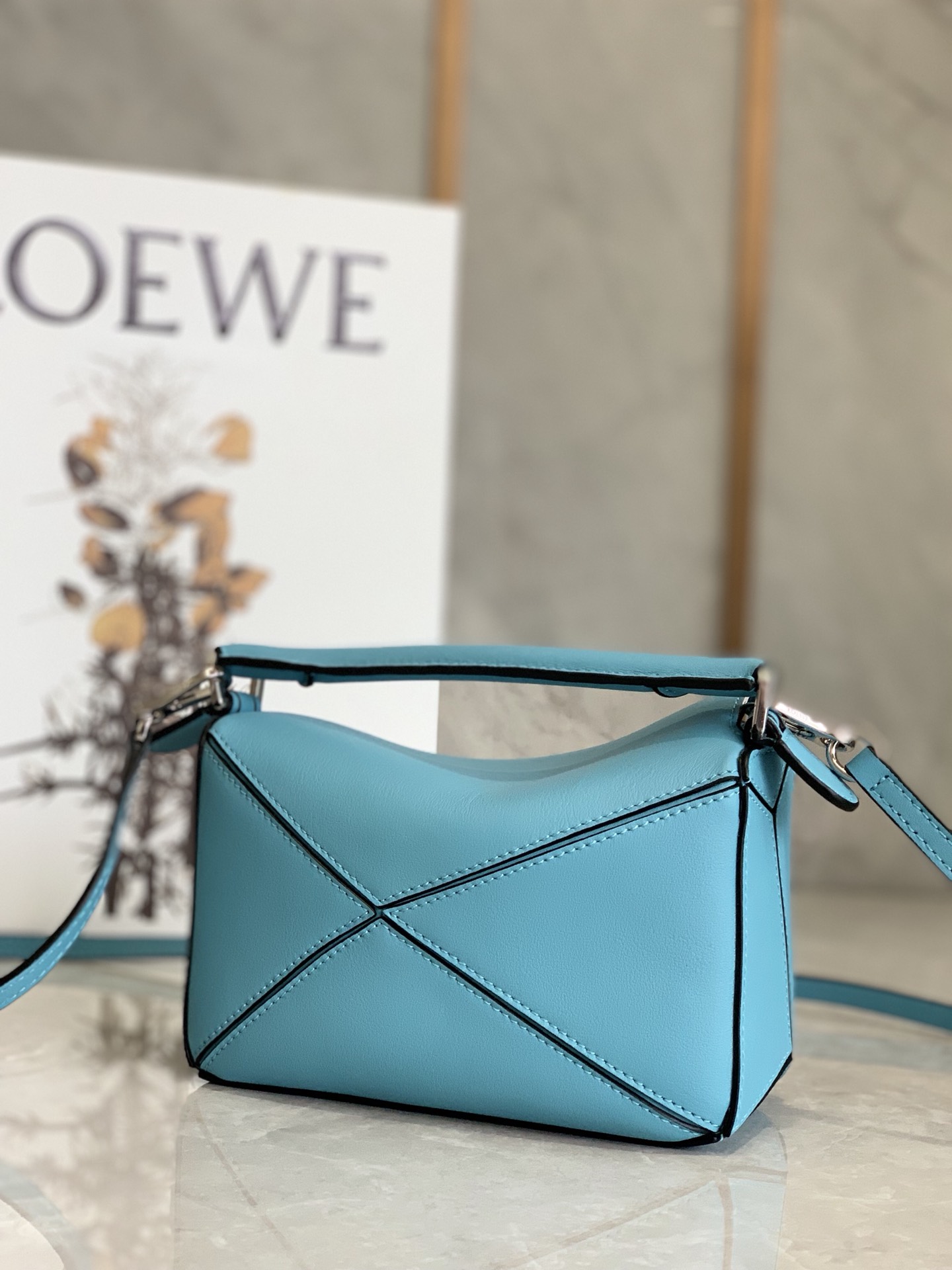 LOEWE罗意威 Mini Puzzle bag几何包 0338河蓝18CM