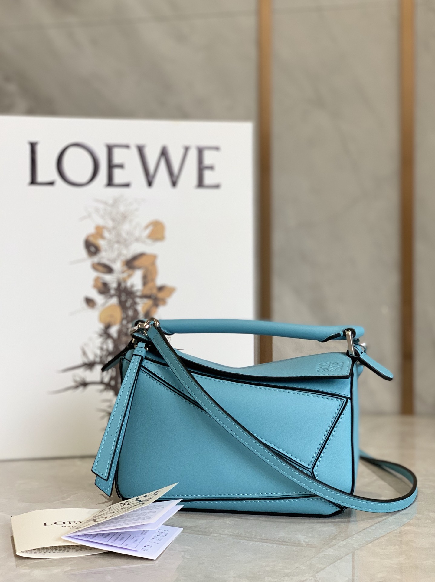 LOEWE罗意威 Mini Puzzle bag几何包 0338河蓝18CM