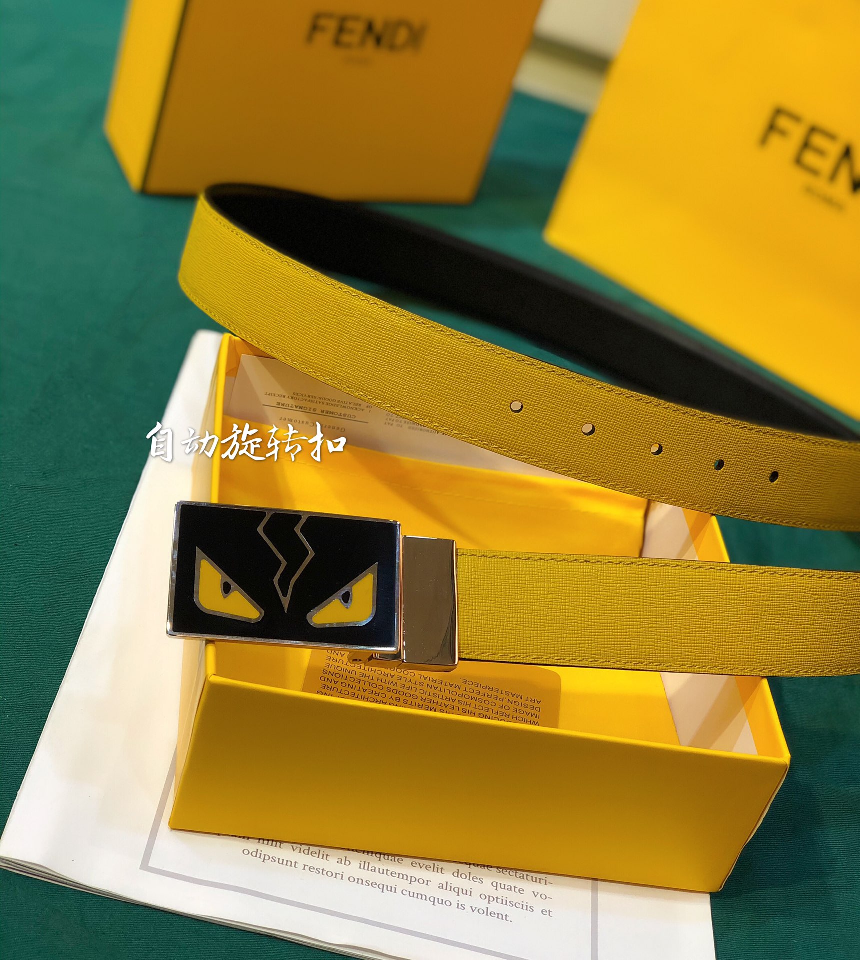[Fendi Belts]FENDI Fendi Rotating Rubber Buckle Little Monster double-sided ca