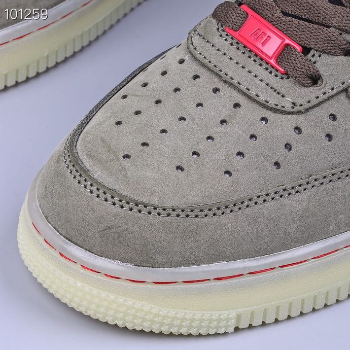 全码补齐  p220   Air Force 1 CACTUSJACK by TRAVIS SCOTT 创意定制  鬼脸限定麂皮军绿TS 空军一号  Cj6602 255