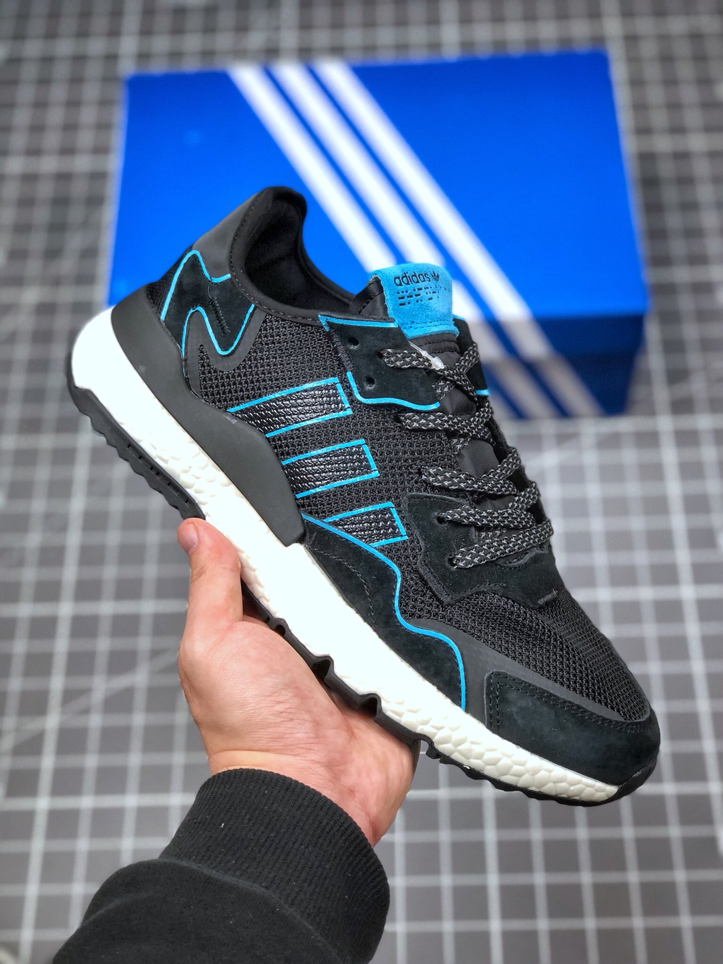 150 真标半码 阿迪达斯 /Adidas Nite Jogger Boost 夜行者3M反光 爆米花大底复古跑鞋 FV3615