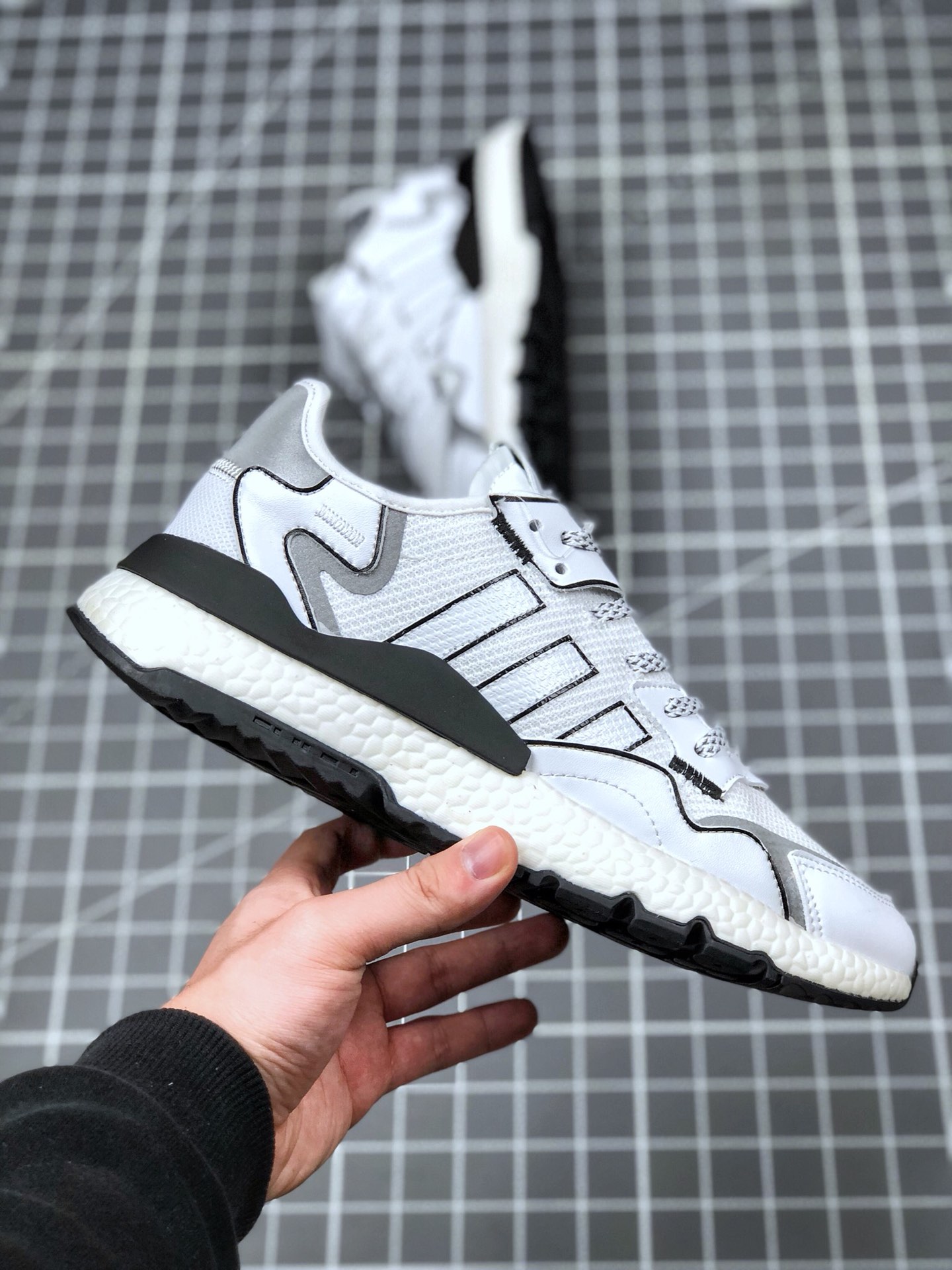 150 真标半码 阿迪达斯 /Adidas Nite Jogger Boost 夜行者3M反光 爆米花大底复古跑鞋 FV3615