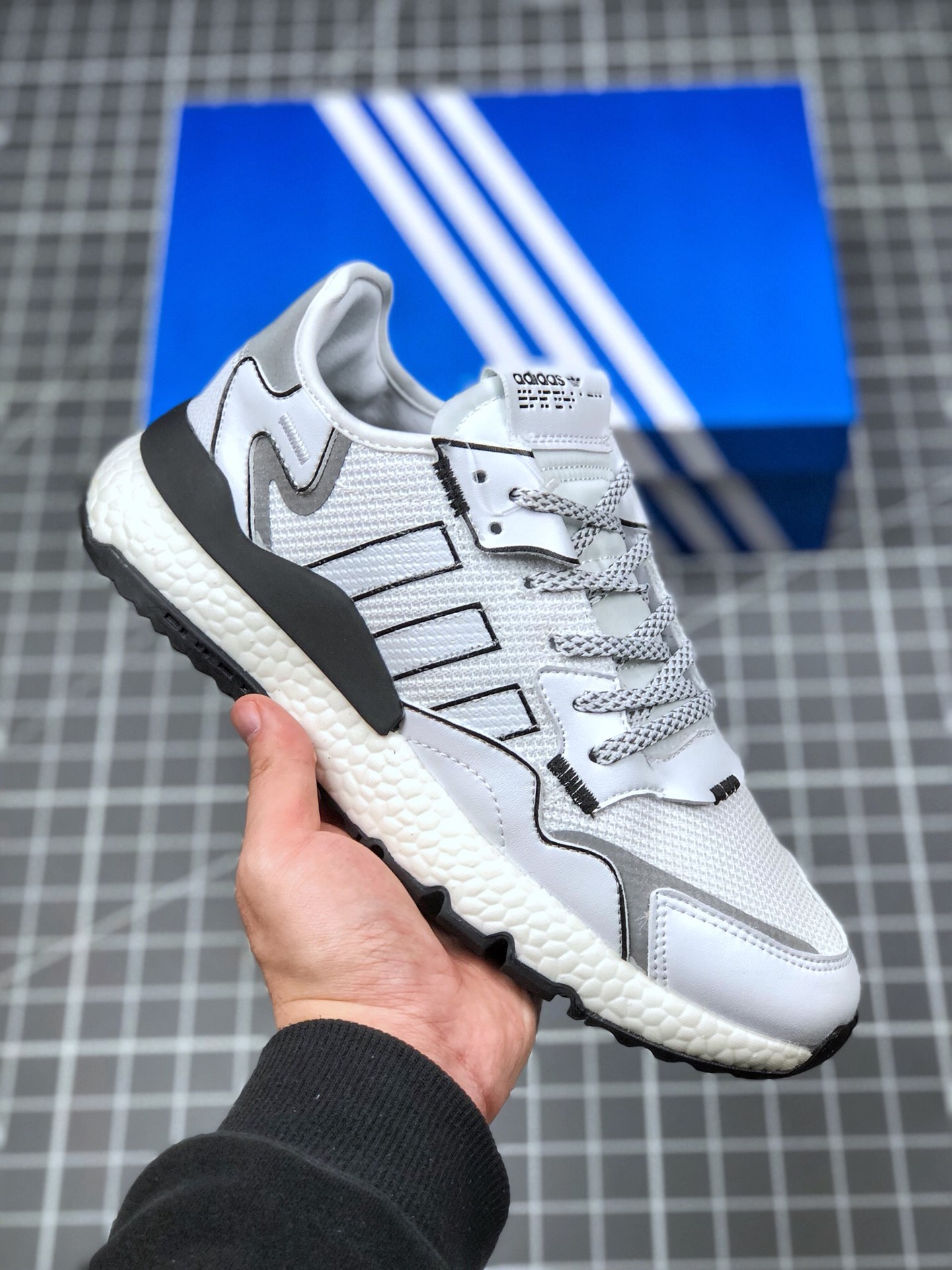 150 真标半码 阿迪达斯 /Adidas Nite Jogger Boost 夜行者3M反光 爆米花大底复古跑鞋 FV3615