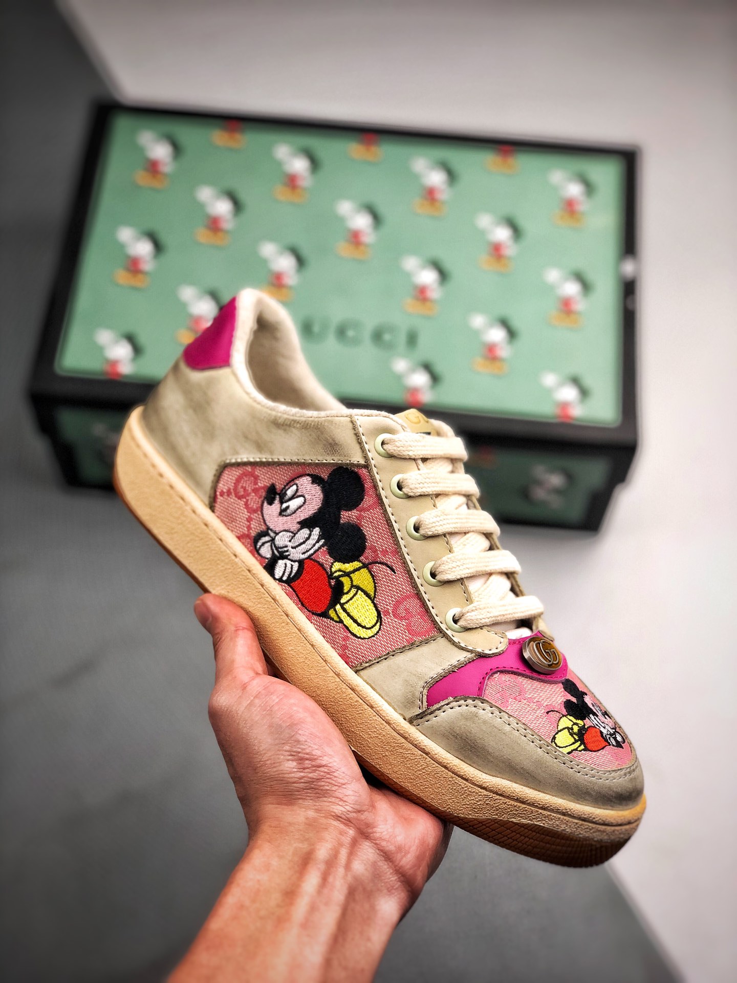240 Gucci 古驰米老鼠 余文乐板鞋系列  正确原盒版本