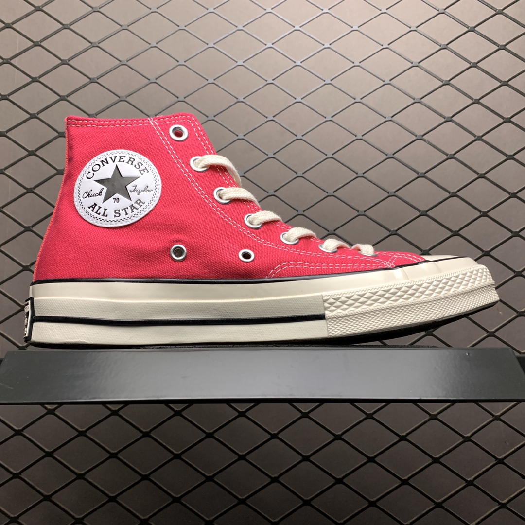 130 Converse 匡威 1970s 玫红 帆布高帮休闲板鞋