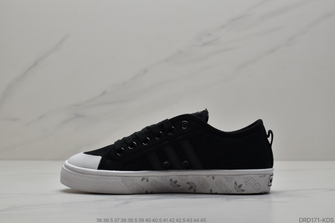 100 公司级 阿迪达斯经典，三叶草Adidas Nizza Low”Grey/White”半截式包胶鞋头校园低帮休闲运动帆布板鞋“浅紫白”EE5614