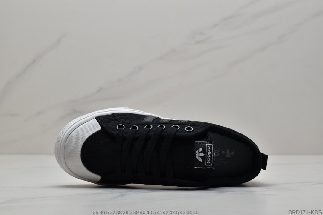 100 公司级 阿迪达斯经典，三叶草Adidas Nizza Low”Grey/White”半截式包胶鞋头校园低帮休闲运动帆布板鞋“浅紫白”EE5614