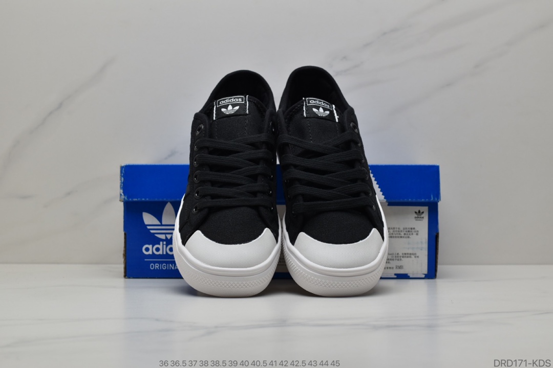 100 公司级 阿迪达斯经典，三叶草Adidas Nizza Low”Grey/White”半截式包胶鞋头校园低帮休闲运动帆布板鞋“浅紫白”EE5614