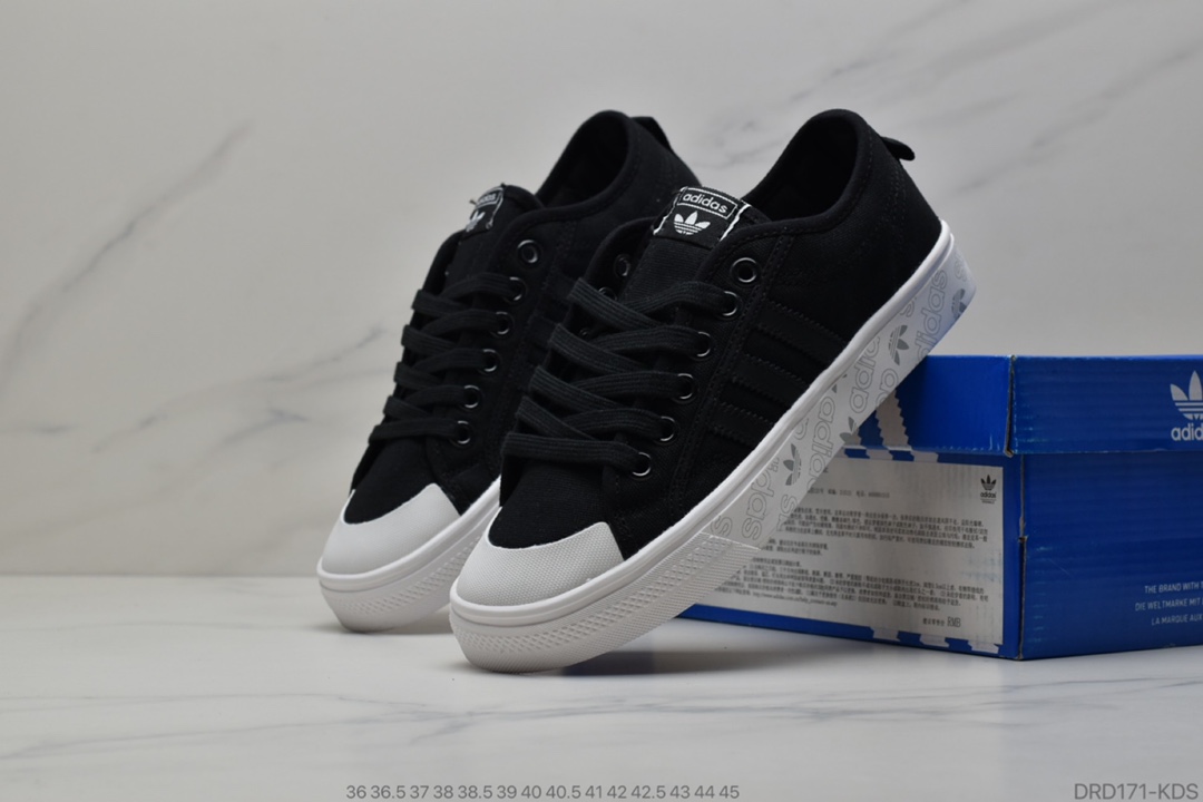 100 公司级 阿迪达斯经典，三叶草Adidas Nizza Low”Grey/White”半截式包胶鞋头校园低帮休闲运动帆布板鞋“浅紫白”EE5614