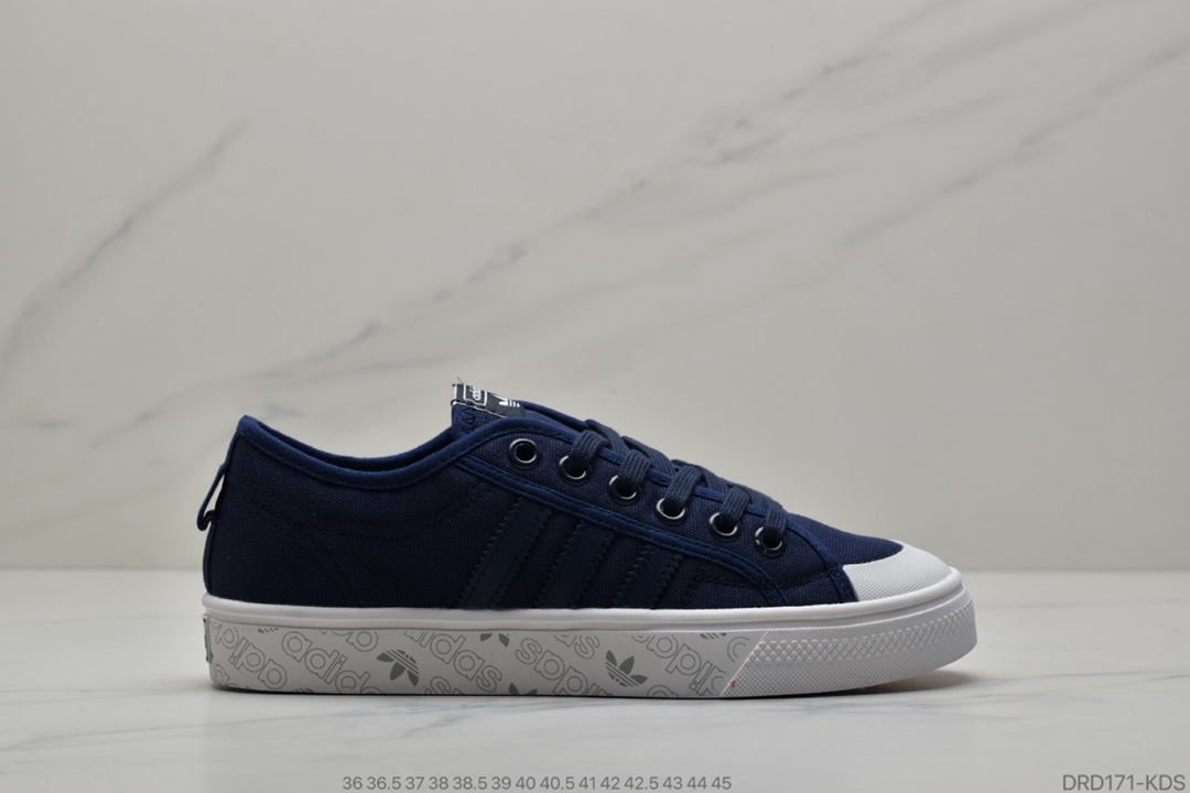 100 公司级 阿迪达斯经典，三叶草Adidas Nizza Low”Grey/White”半截式包胶鞋头校园低帮休闲运动帆布板鞋“浅紫白”EE5614
