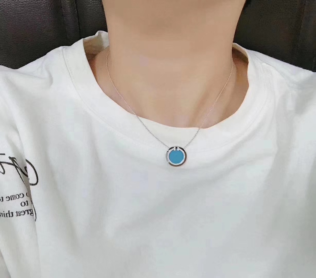 Tiffany & Co. Tiffany&Co. 双T圆牌绿松石项链 纯银