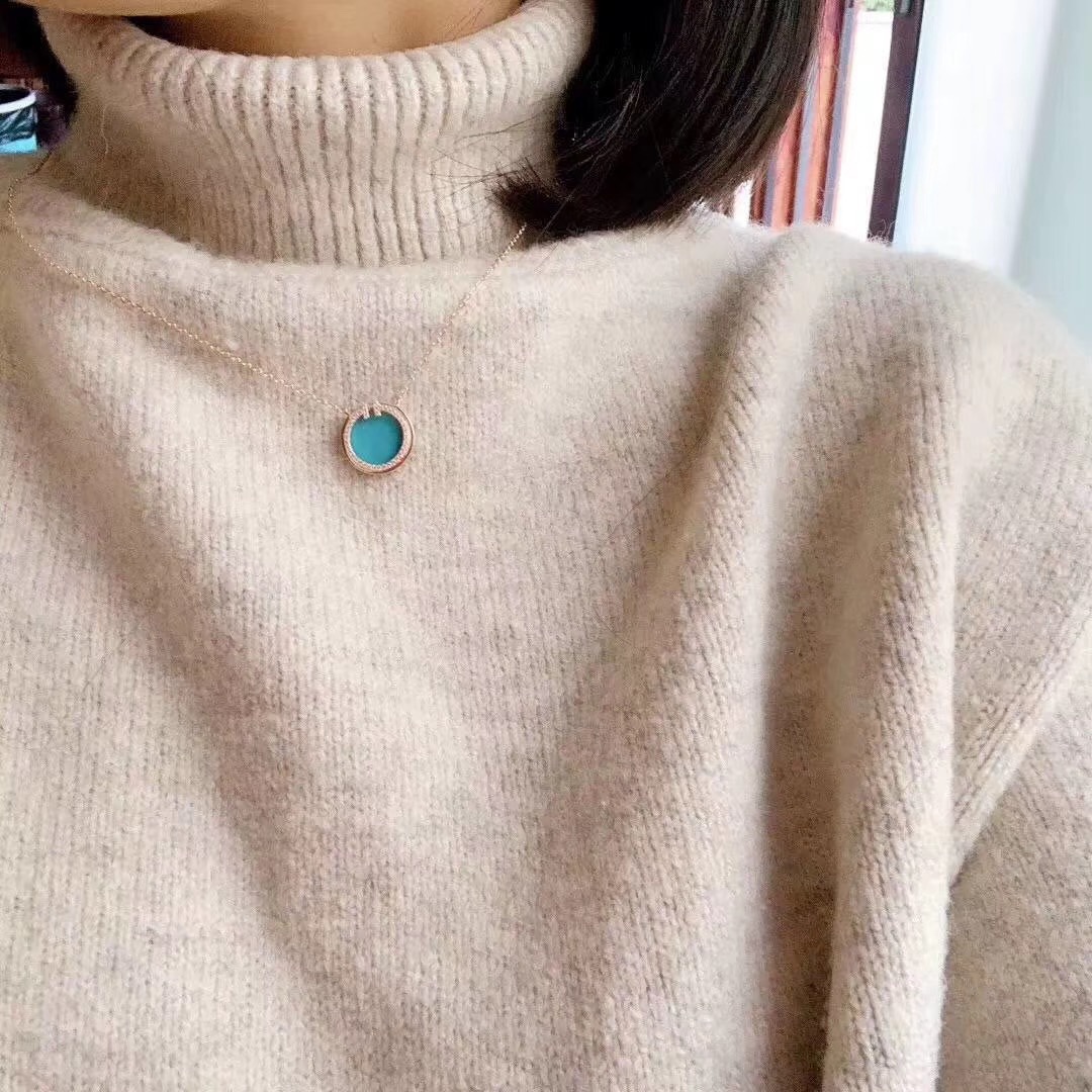 Tiffany & Co. Tiffany&Co. 双T圆牌绿松石项链 纯银