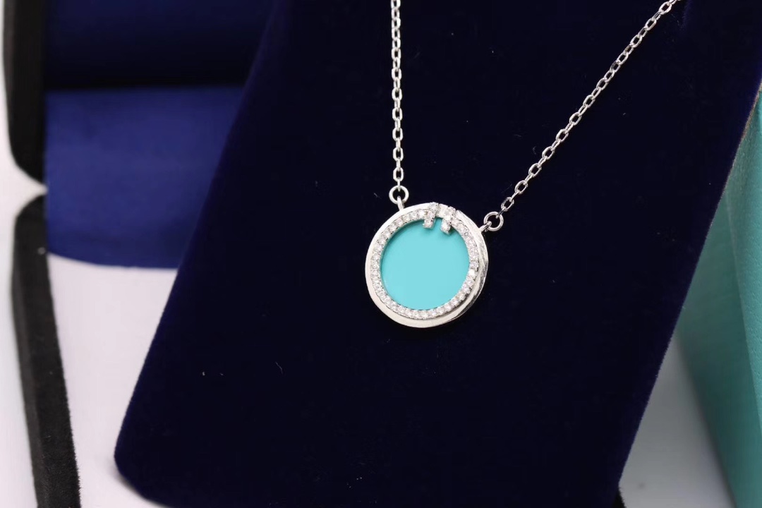 Tiffany & Co. Tiffany&Co. 双T圆牌绿松石项链 纯银