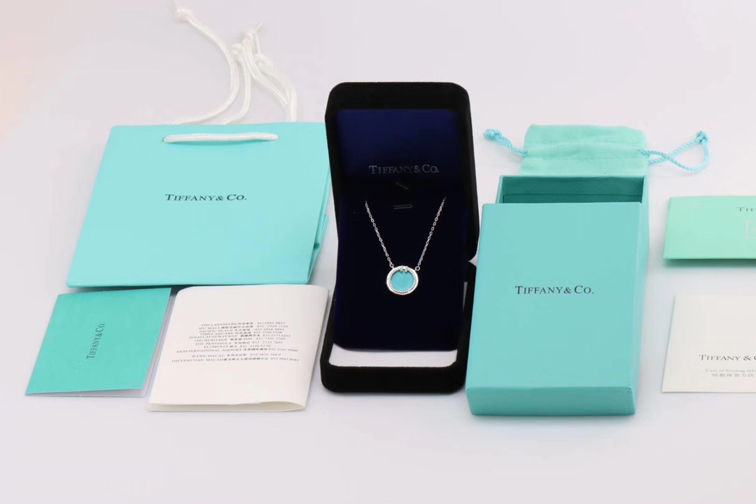 Tiffany & Co. Tiffany&Co. 双T圆牌绿松石项链 纯银