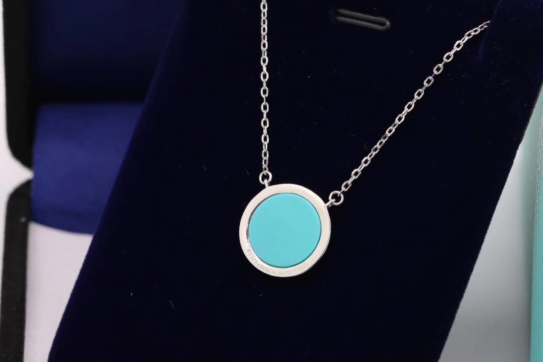 Tiffany & Co. Tiffany&Co. 双T圆牌绿松石项链 纯银