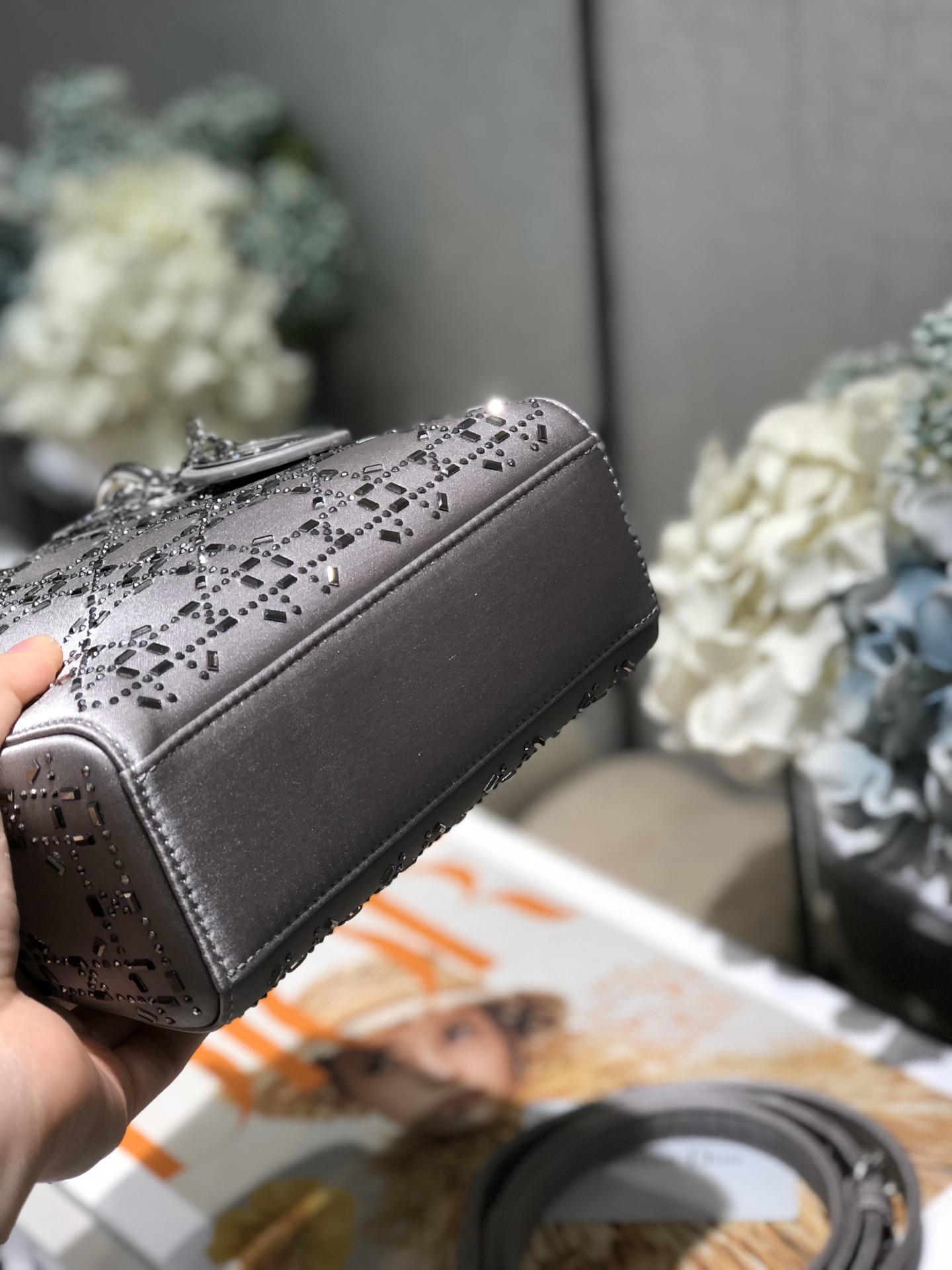 Dior Lady Mini 真丝镶钻戴妃包