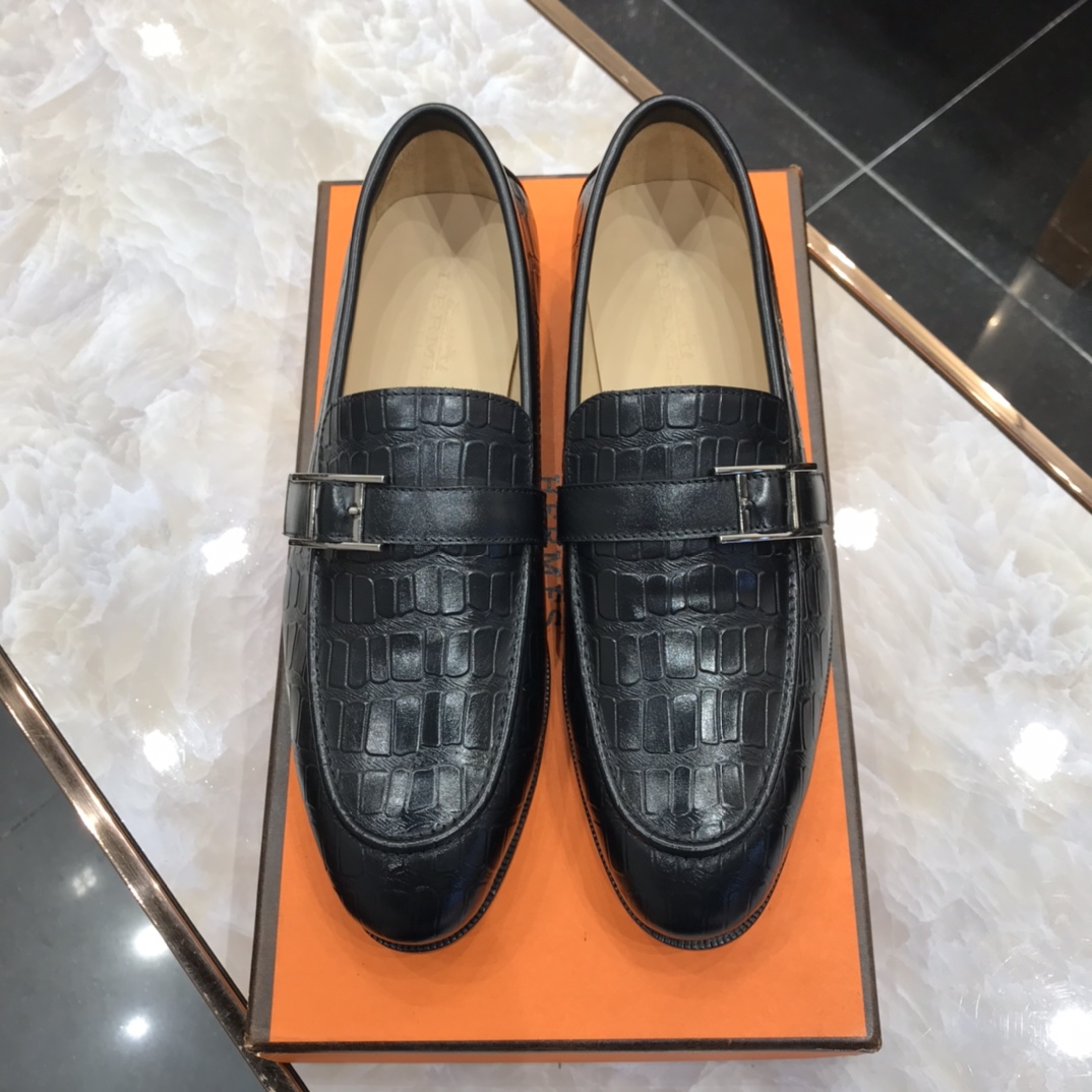 Hermes Casual Shoes Cowhide Genuine Leather Patent Casual