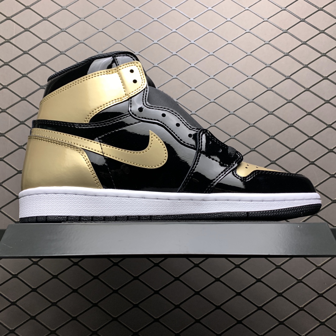 450 纯原版本 Air Jordan 1 Retro High NRG Patent Gold Toe AJ1乔1 黑金脚趾 861428-007