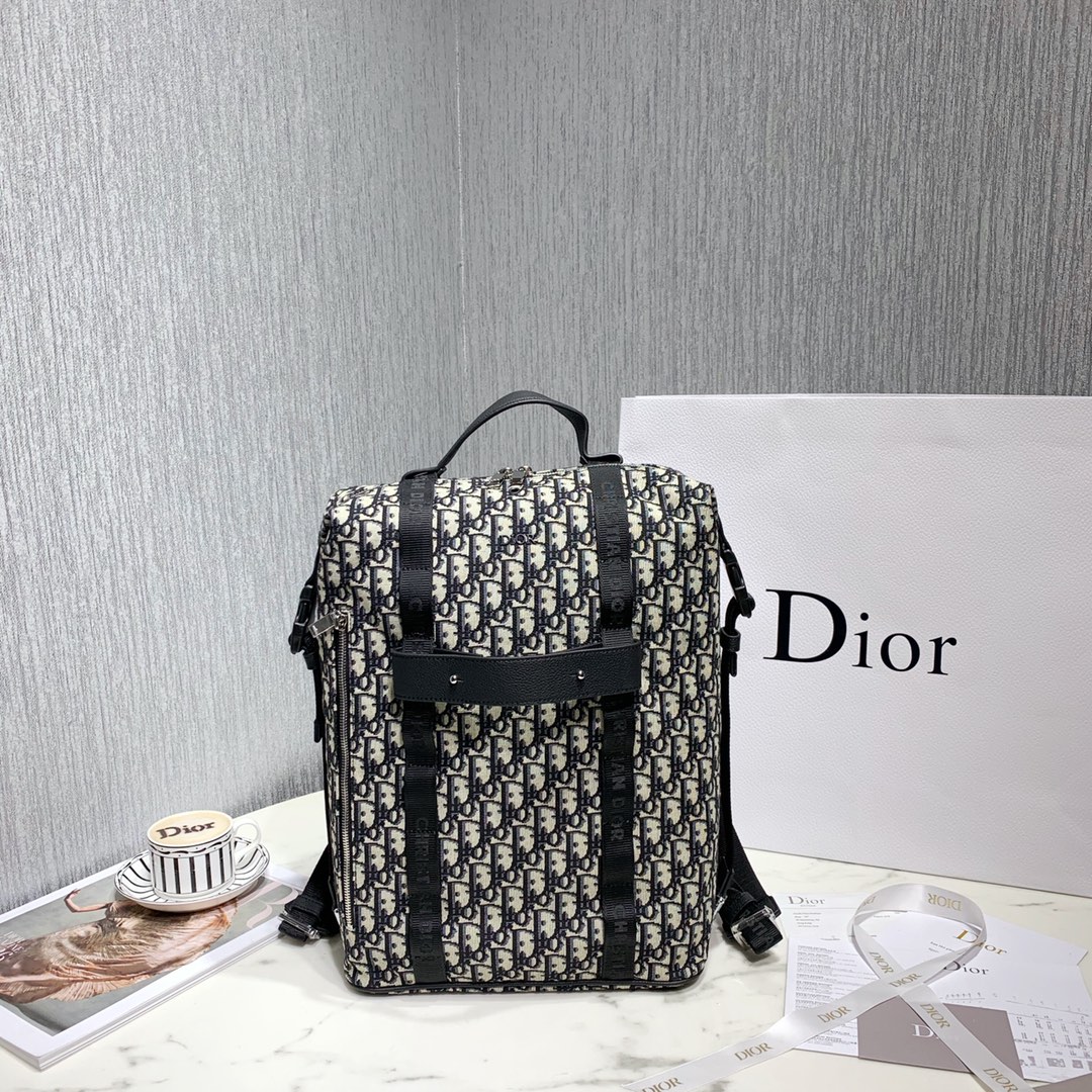 Dior Saddle Bags Backpack Black White Calfskin Canvas Cowhide Fall/Winter Collection
