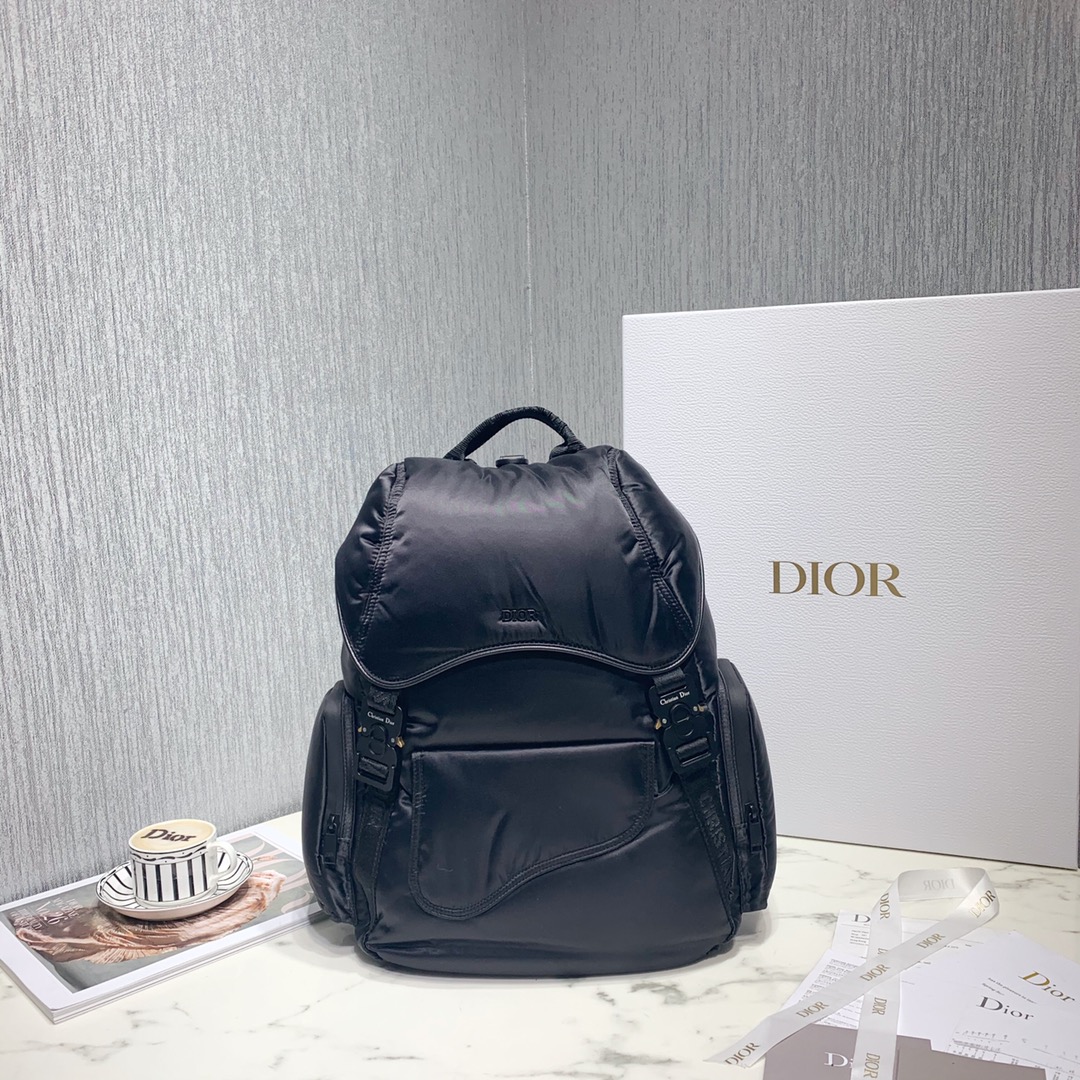 Dior Bags Backpack Black Weave Cowhide Nylon Fashion