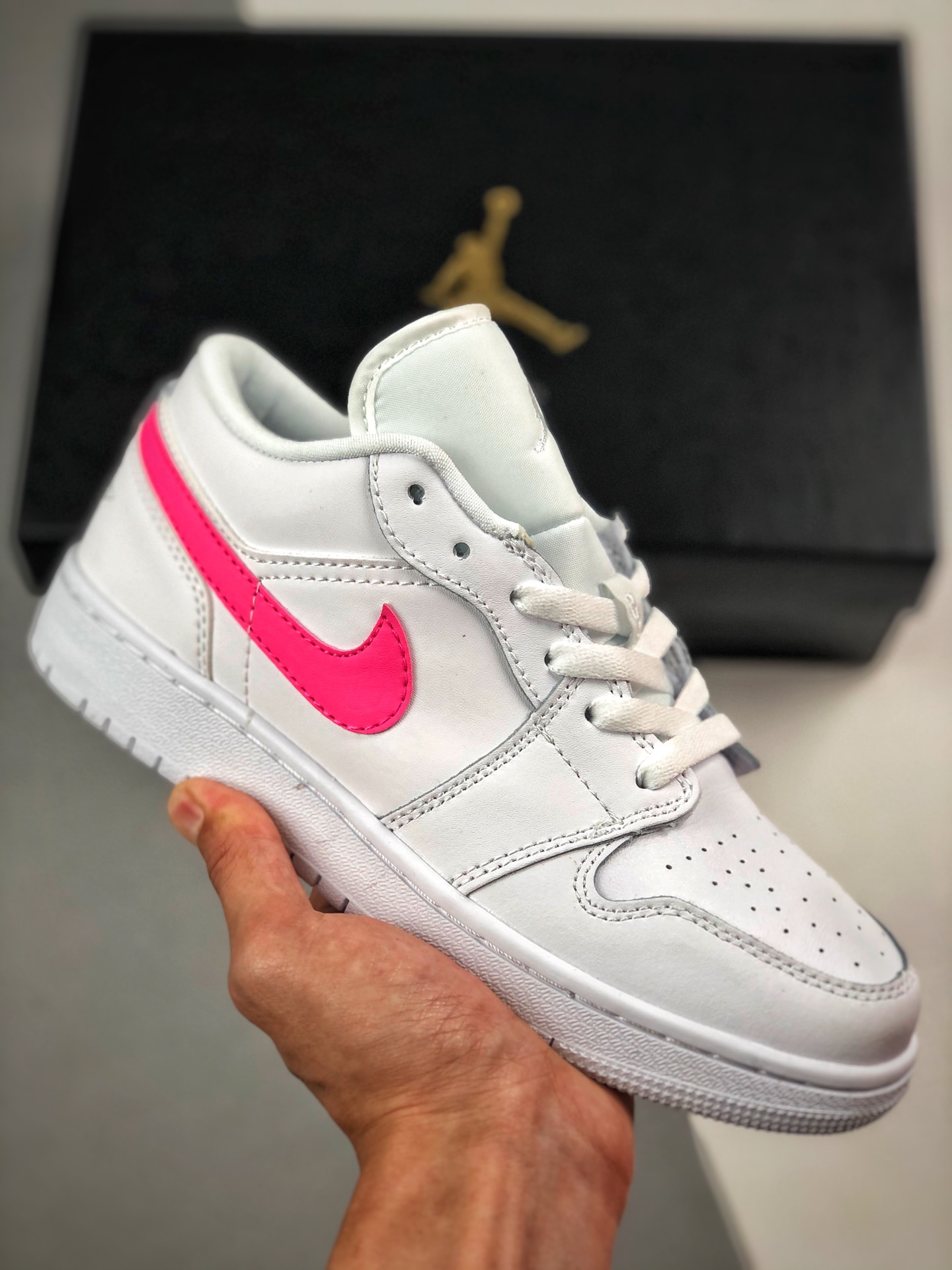 Soporte contra reembolso Nike Air Jordan 1 Low "White Multi" Cuatro colores Swoosh de colores AJ de caña baja para skat…