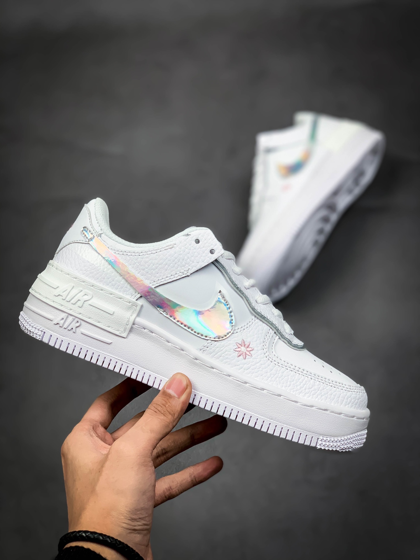 190 空军耐克马卡龙新配色 镭射银钩 小花Nike Air Force 1 Shadow AF1拼接 马卡龙  CK3172 003