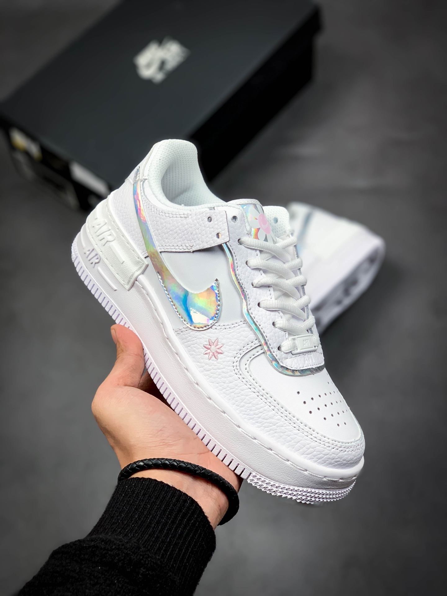 190 空军耐克马卡龙新配色 镭射银钩 小花Nike Air Force 1 Shadow AF1拼接 马卡龙  CK3172 003