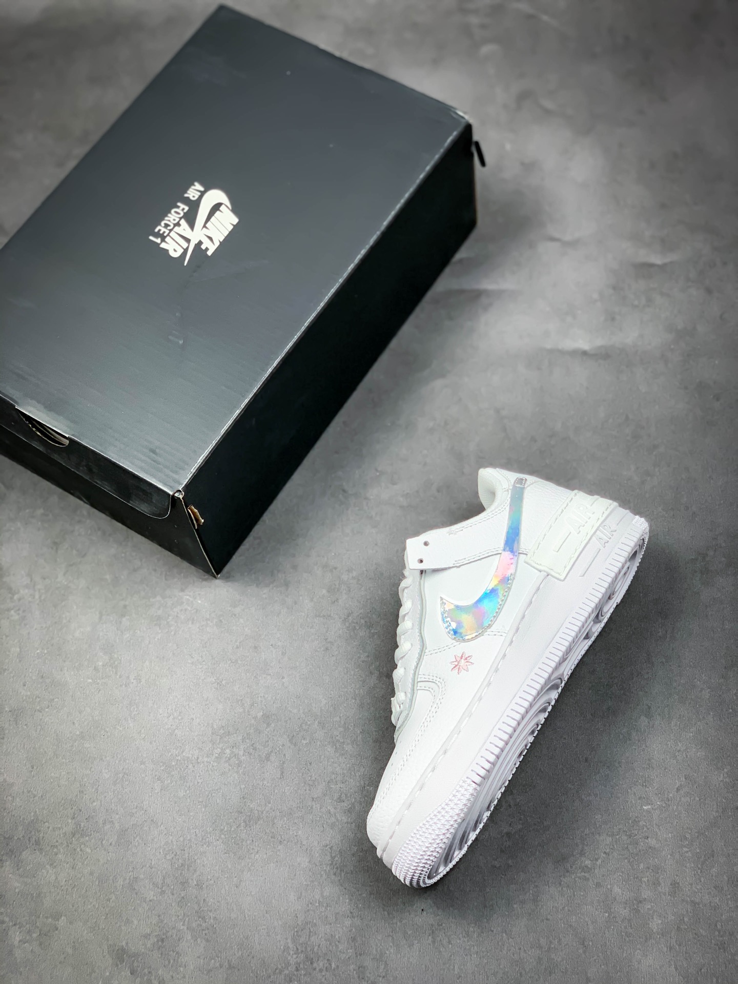 190 空军耐克马卡龙新配色 镭射银钩 小花Nike Air Force 1 Shadow AF1拼接 马卡龙  CK3172 003