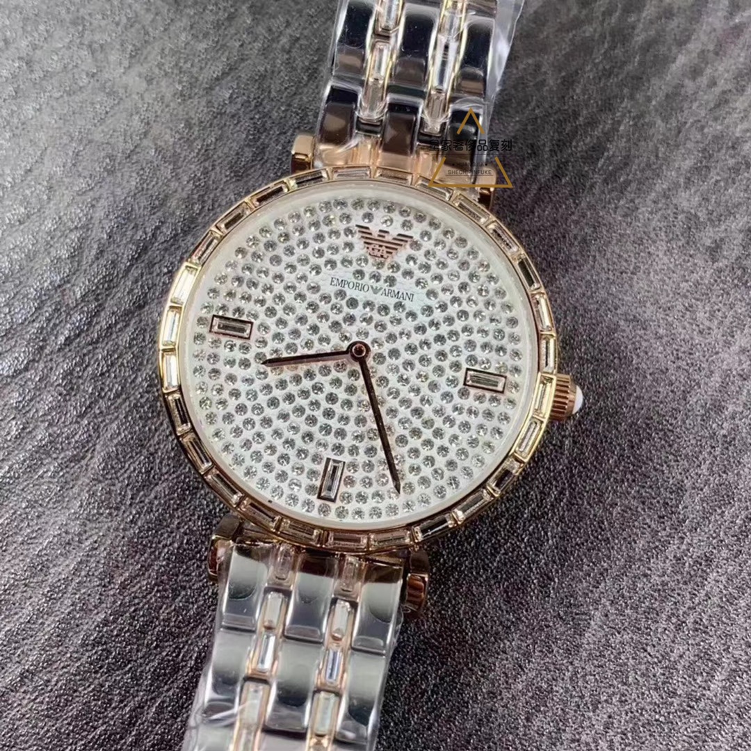 Armani 阿玛尼AR11293满天星 AR11294，原裝机芯9T表带：76粒.表面：338粒