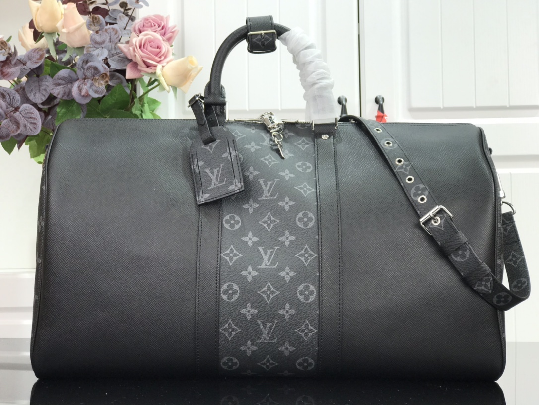 Designer Wholesale Replica
 Louis Vuitton LV Keepall Travel Bags Top Quality Black Taiga Fashion Casual M53764