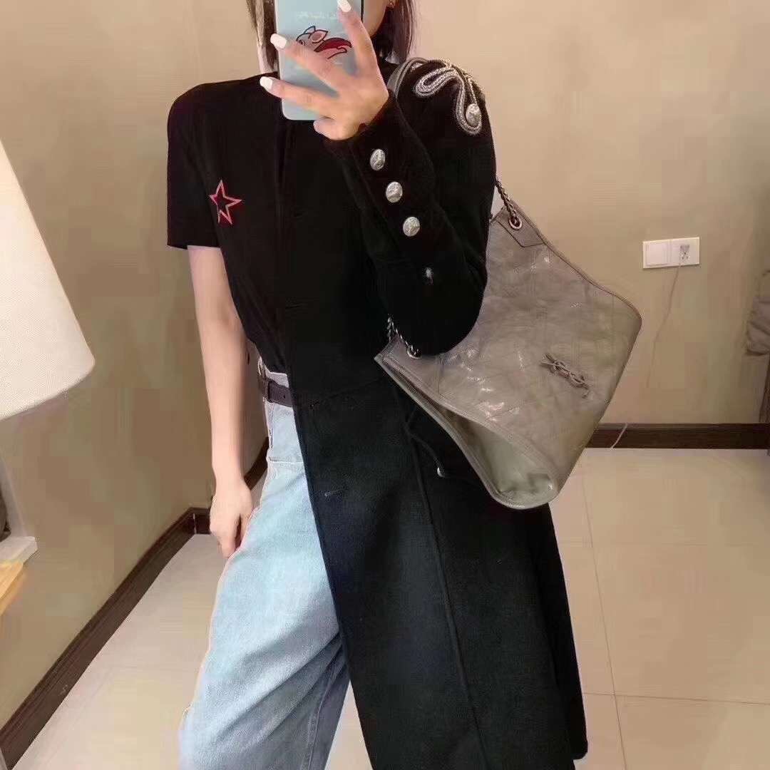 YSL NIKI SHOPPING BAG 33CM 577999深灰色油蜡牛皮